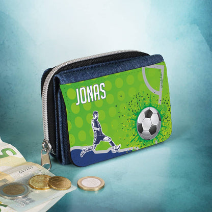 Geldbörse für Kinder mit Fußball Motiv und Name bedruckt