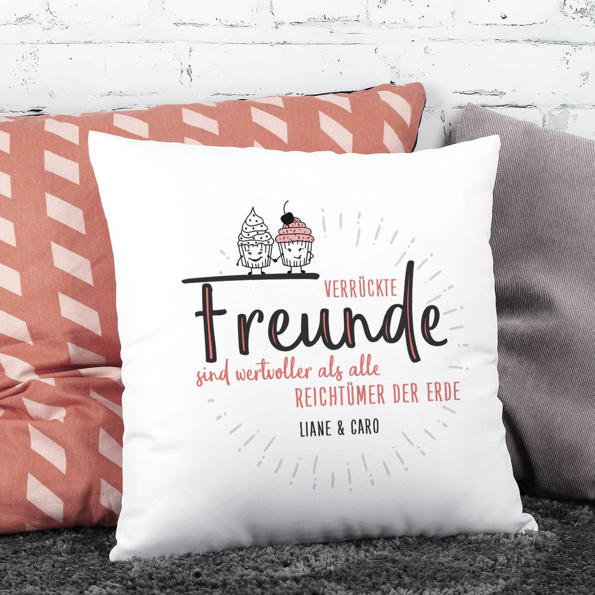 Verrückte Freunde - Kissen mit Wunschtext