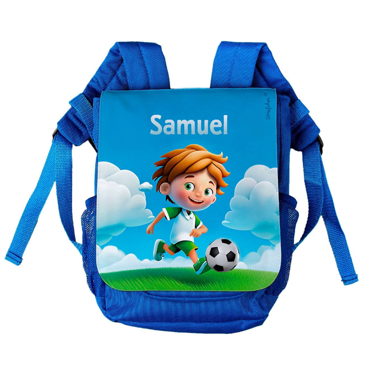 Niedlicher Kinder-Rucksack mit Fußballspieler und Name