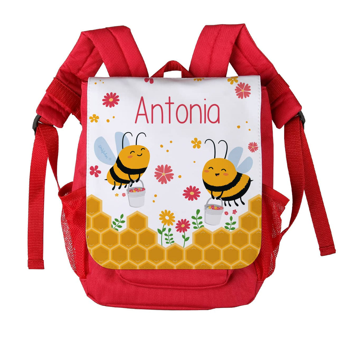 Rucksack personalisiert mit Name und bedruckt mit Bienen Motiv