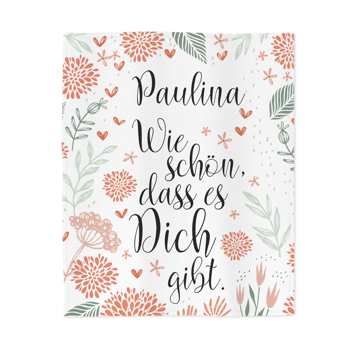 Wie schön, dass es Dich gibt. - kleine Kuscheldecke mit Ihrem Wunschnamen