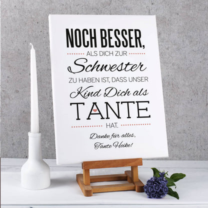 Leinwand Tante mit Spruch und Ihrer Widmung