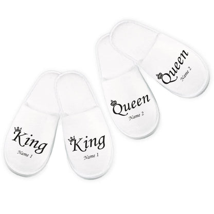 "King & Queen" Pantoffelset mit Ihren Namen