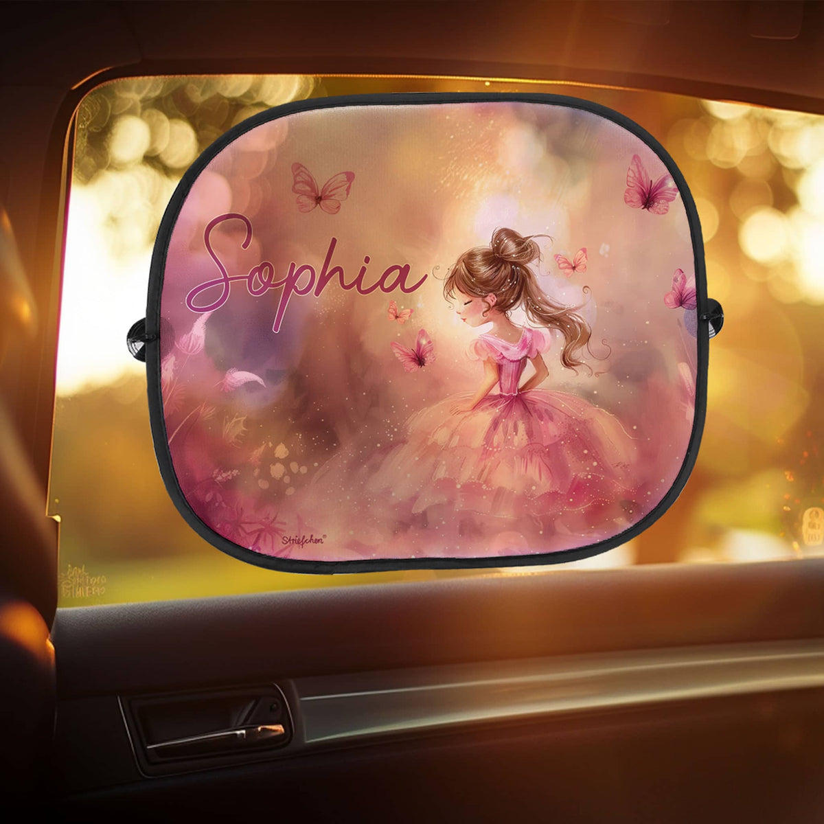 Auto Sonnenschutz mit rosa Prinzessin Motiv und Wunschname