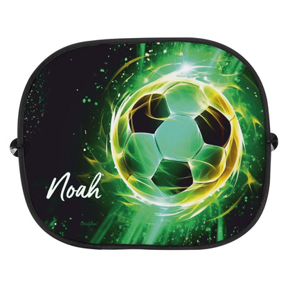 Personalisierter Sonnenschutz mit modernen Fußball-Motiv für das Autofenster