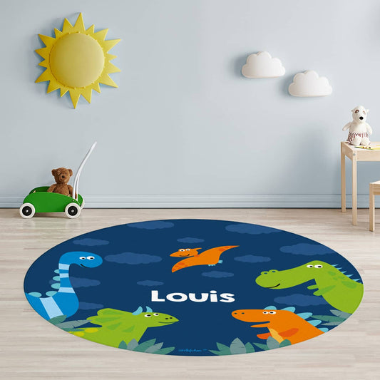 Dinosaurier Teppich für Kinder mit Name nach Wunsch personalisiert