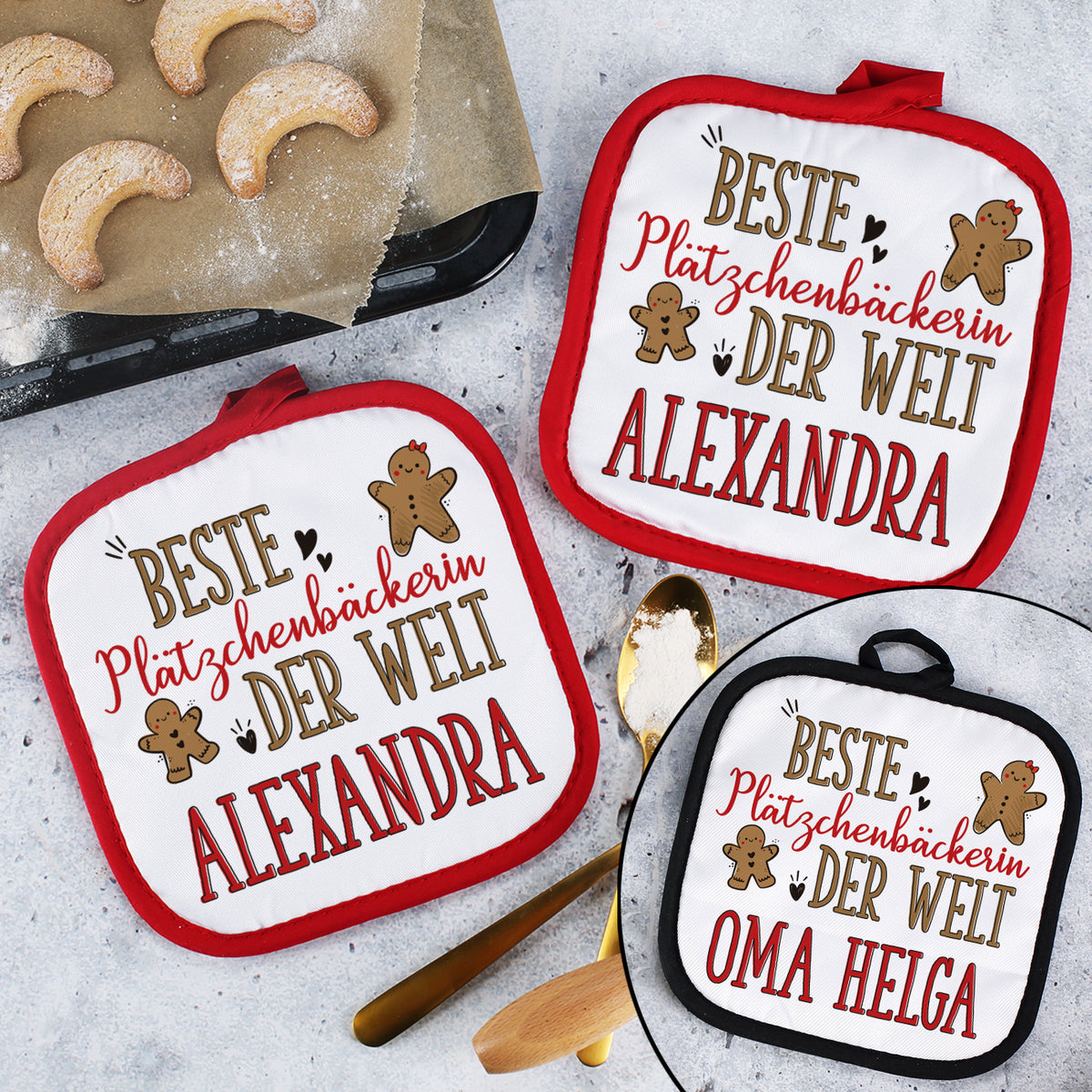 Topflappen - Beste Plätzchenbäckerin - mit Ihrem Wunschnamen