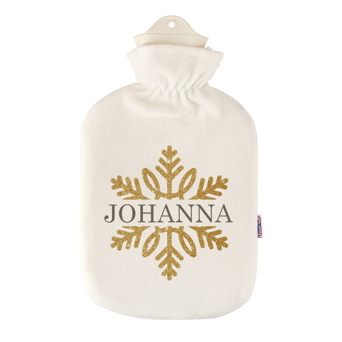Weihnachtsgeschenk - Wärmflasche mit Schneeflocke in Goldoptik 
