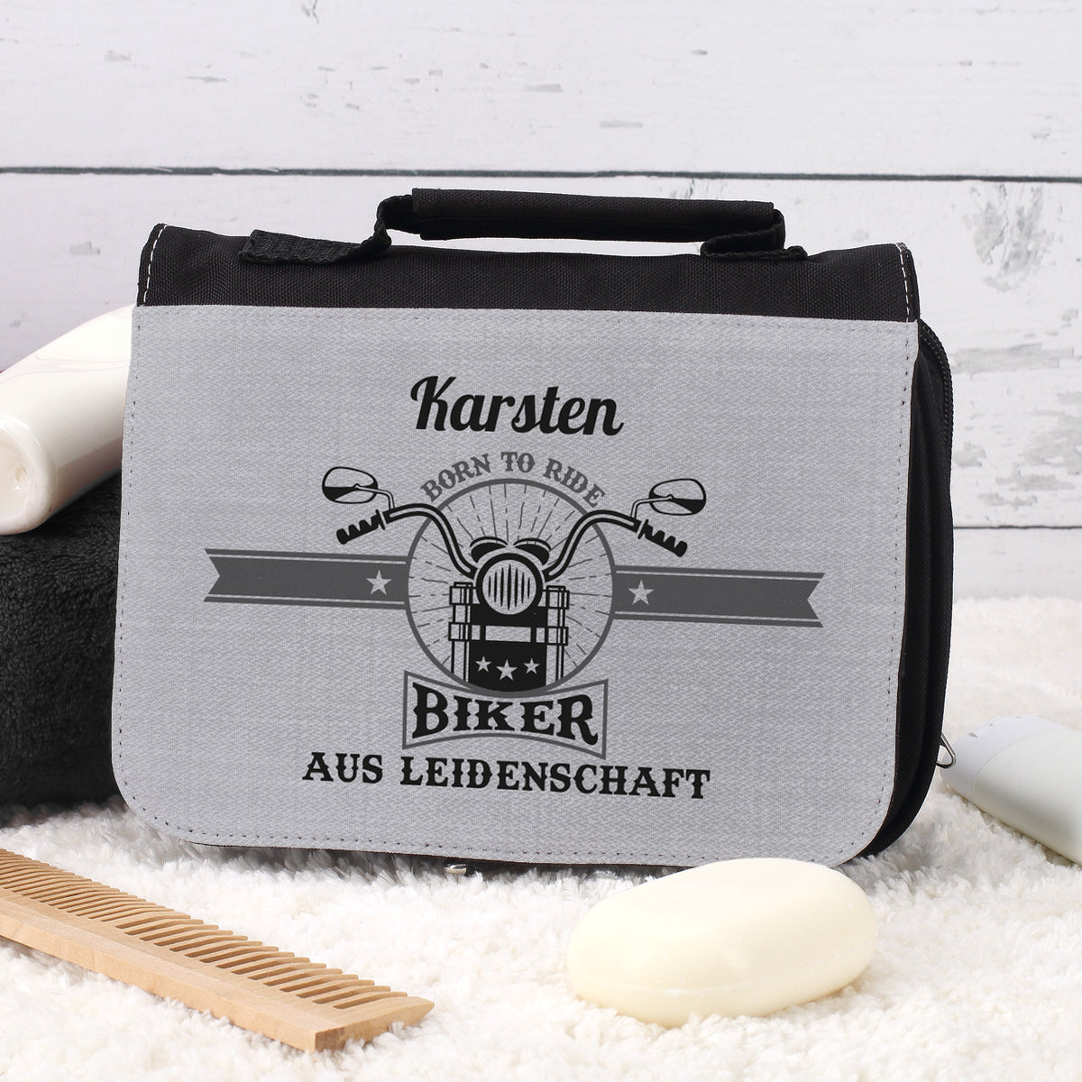 Biker aus Leidenschaft - Kulturtasche mit Name