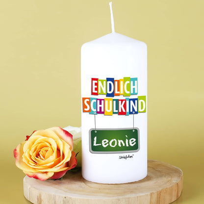 Endlich Schulkind Kerze - mit Name