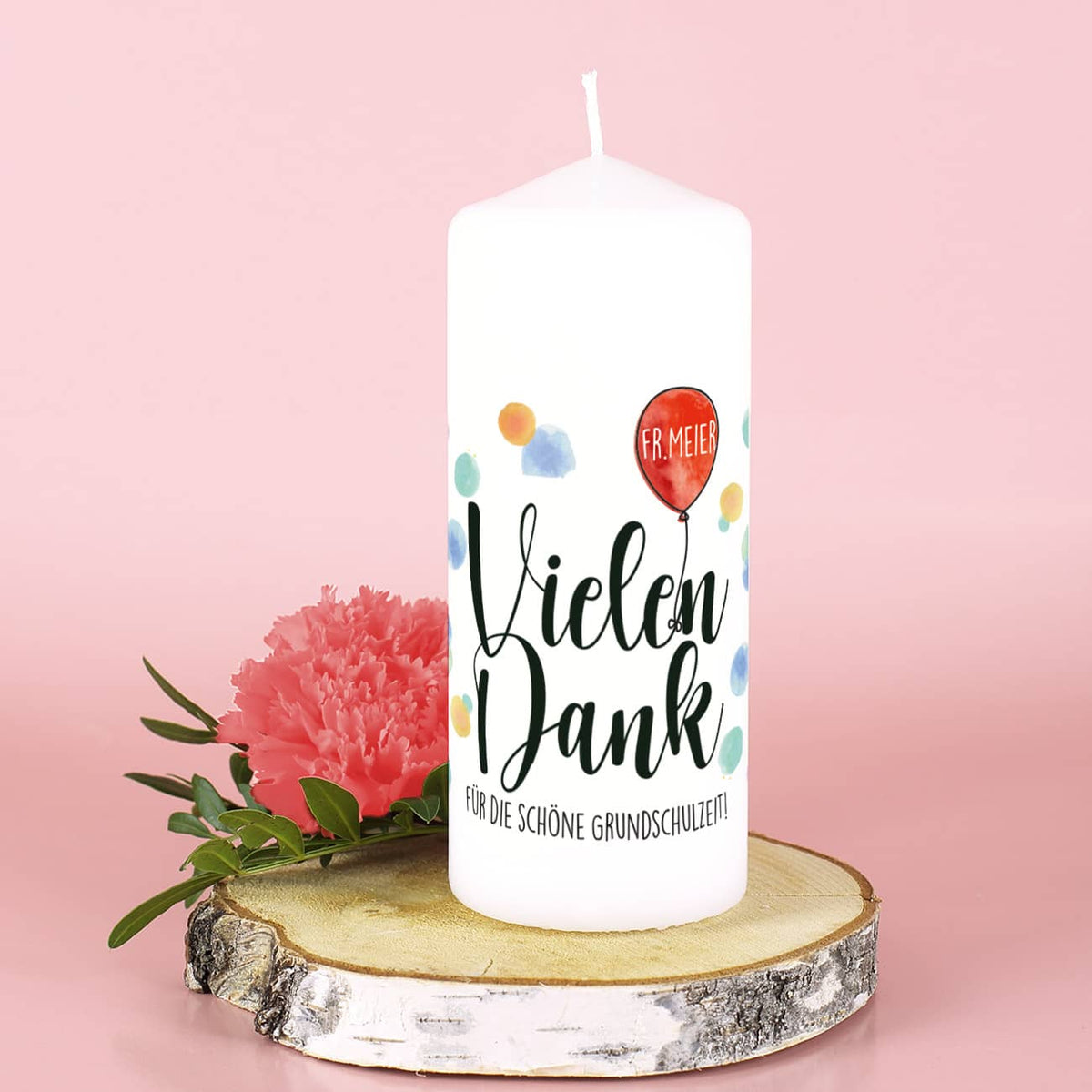 Dankeschön-Geschenk - Kerze mit Name und Wunschtext