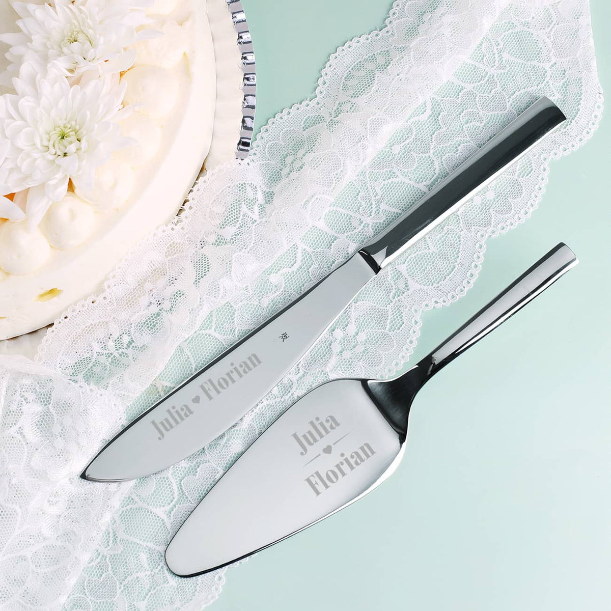 Hochzeitstortenheber mit Tortenmesser