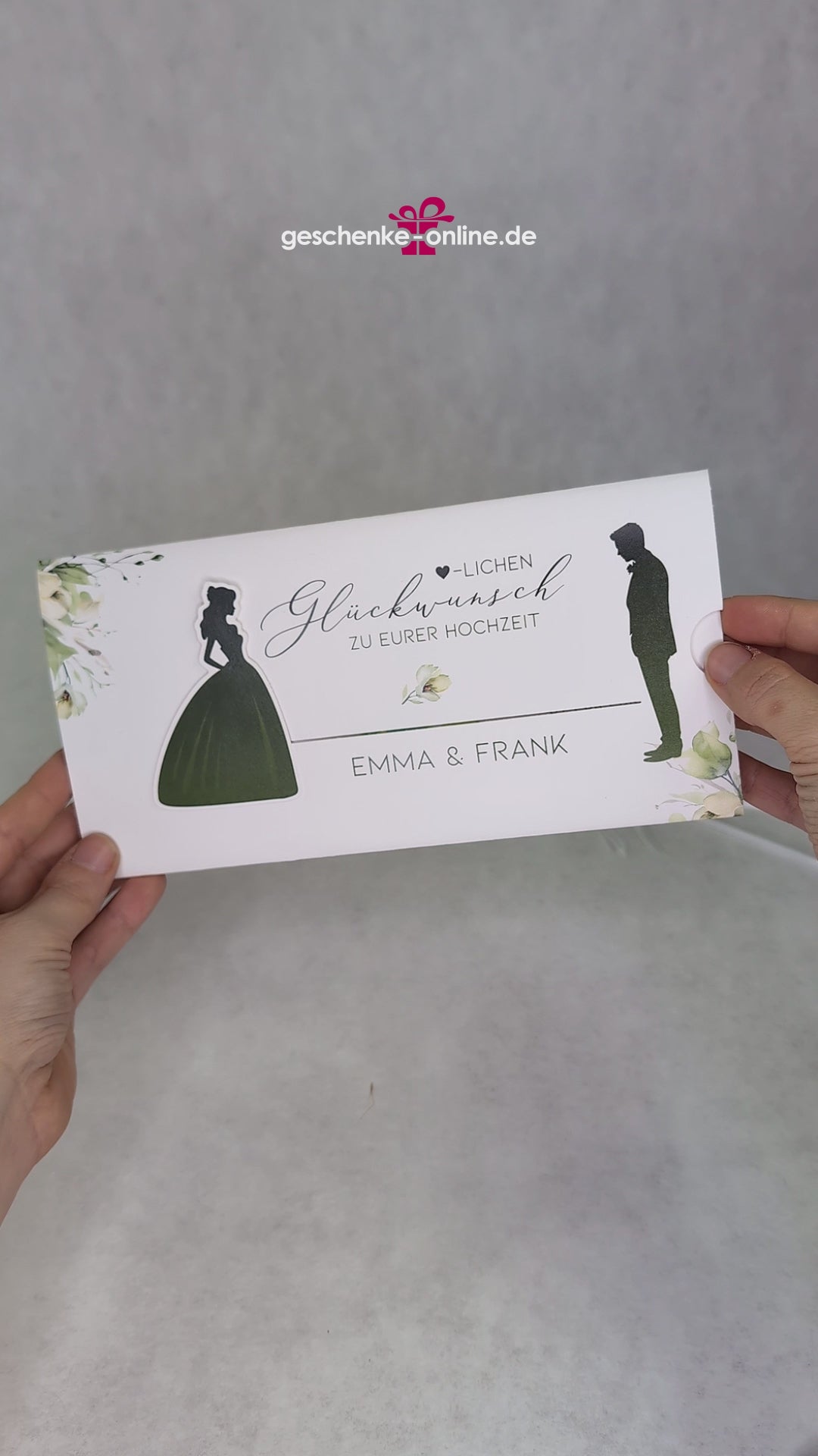 Geldgeschenk zur Hochzeit - Ziehkarte mit Brautpaar