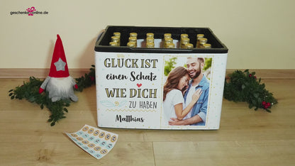 Anleitung für Bierkasten Adventskalender mit Banderole und 24 Zahlenstickern