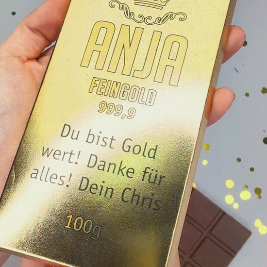 personalisierte Schokolade in Goldbarren-Optik,  100g