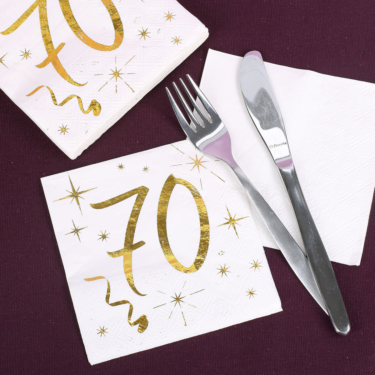 Servietten mit Gold-Metallic zum 70. Geburtstag