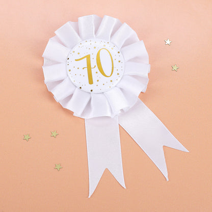 Weiße Geburtstags-Rosette zum 70.