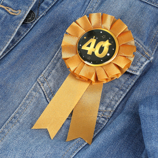 Rosette in gold zum 40. Geburtstag