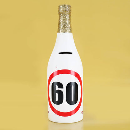 Sparflasche zum 60. Geburtstag mit Verkehrszeichen als Motiv
